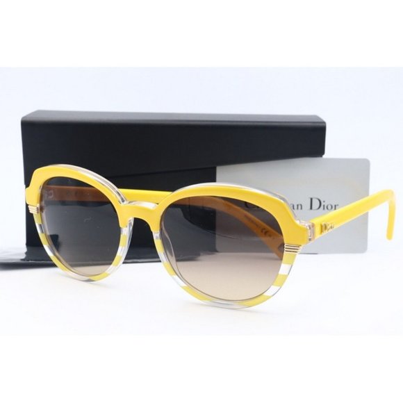 New Christian Dior Croisette3 DUAED Yellow Butterfly Sunglasses Gray Lenses 53mm